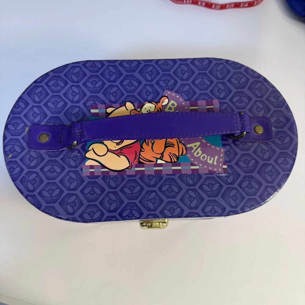 Vintage 90s Disney Winnie the Pooh Makeup Jewelry toy box travel Case Mirror kid